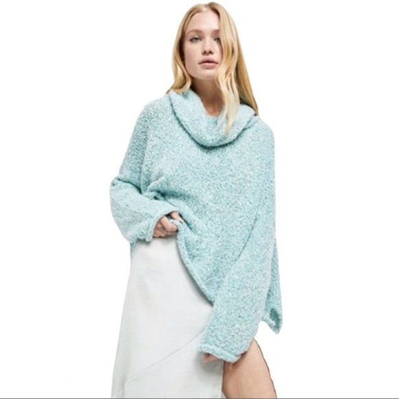 Free People BFF Sweater Aqua Star Size Medium - Picture 2 of 6